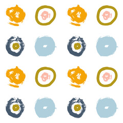 Aufkleber - Painted circles background. Acrylic paint or ink rounded hand painted brush strokes. Vector seamless pattern in pastel colors. Retro scandinavian style colorful abstract decorative ornament