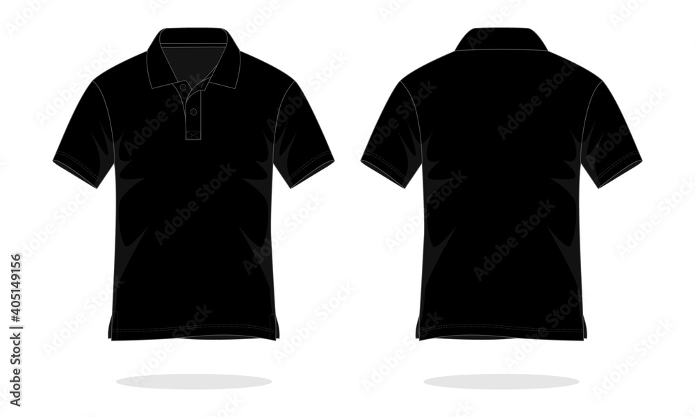 Blank black short sleeve polo shirt template on white background. Front ...