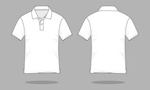 Blank White Polo Shirt Vector For Template.Front And Back View.