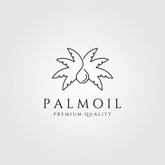 Poster - palm oil line art logo minimalist vector symbol illustration design