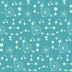 Poster - Seamless geometric pattern with the image of space, stars, constellations, snowflakes. Vector design for great web banner, business presentation, brand package, fabric, print, wallpaper, postcard.