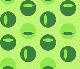 Poster - Seamless geometric pattern with the image of balls, peas, dashes, cat eyes. Vector design for great web banner, business presentation, brand package, fabric, print, wallpaper, postcard.