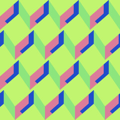 Poster - Seamless geometric pattern with the image of steps, architecture, roofs. Vector design for web banner, business presentation, brand package, fabric, print, wallpaper, postcard.