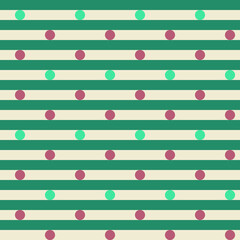 Poster - Seamless geometric pattern with the image of balls, peas, stripes, ribbons. Vector design for great web banner, business presentation, brand package, fabric, print, wallpaper, postcard.