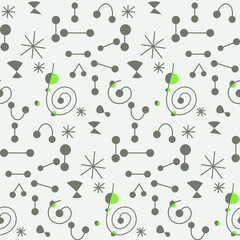 Poster - Seamless geometric pattern with the image of space, stars, constellations, snowflakes. Vector design for great web banner, business presentation, brand package, fabric, print, wallpaper, postcard.