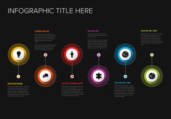 Poster - Six circle steps timeline process infographic
