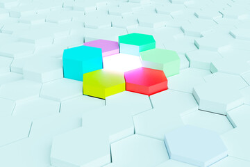 Aufkleber - Abstract hexagonal highlighted at center
