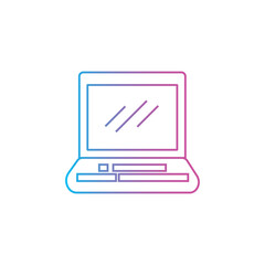 Poster - laptop icon with outline line style. blank screen notebook device vector illustration