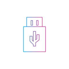 Poster - usb data storage outline line style icon vector illustration