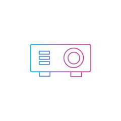 Poster - projector outline line style icon for presentation business meeting vector illustration