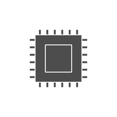Poster - microchip cpu processor chip black solid style icon vector illustration