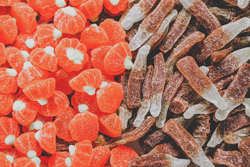 Poster - colored figured marmalade. sweet dessert. tinted culinary background for designer