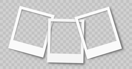 Realistic empty photo frame mackup set. Old photo frame collection. Blank retro photo frames with shadows - stock vector