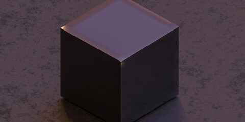 Poster - abstract black cube geometric shape 3d render illustration