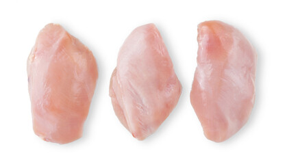 Wall Mural - raw chicken breast fillets close up isolated on white background