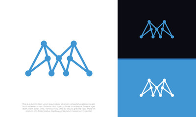 Wall Mural - innovative high tech logo template. template label for blockchain technology. initial m. technology 