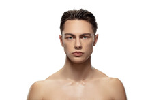 Anger. Portrait Of Young Man Isolated On White Studio Background. Caucasian Attractive Male Model. Concept Of Fashion And Beauty, Self-care, Body And Skin Care. Handsome Boy With Well-kept Skin.
