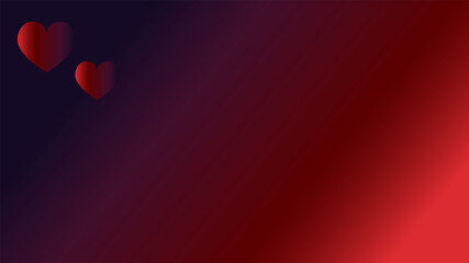 Red gradient  abstract background with two hearts. Love and romance vector abstract graphic design.