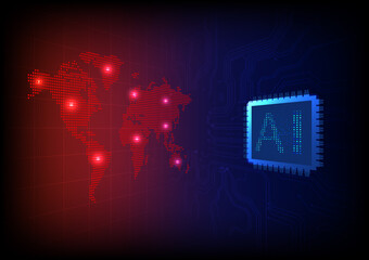Ai chipset on circuit board in futuristic concept suitable for future technology artwork , Responsive web banner