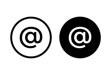 Poster - Mail vector icon. E-mail icon. Envelope illustration. Message, Social email circular button isolated on white. Symbol, logo, sign vector illustration. Editable stroke and flat design style for web