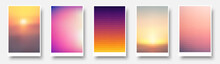 Set Of Multicolored Blurred Pixelated Backgrounds.