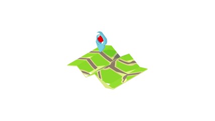 Poster - GPS sign on map icon animation best object on white background