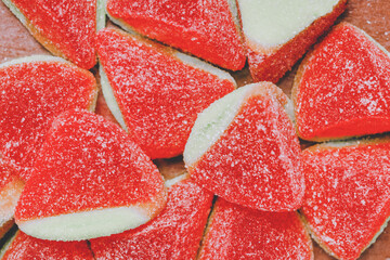 Poster - colored figured marmalade. sweet dessert. tinted culinary background for designer