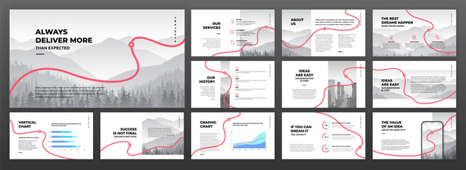 Wall Mural - Creative powerpoint presentation templates set. Use for creative keynote presentation background, brochure design, website slider, landing page, annual report, company profile, social media banner.