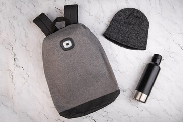 Backpack with hat and thermos for teenagers and adults