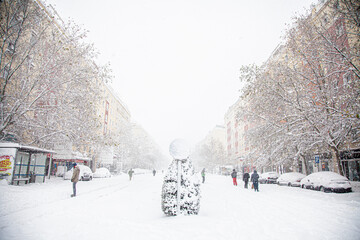 Wall Mural - Calles de Madrid cubiertas de nieve por el temporal Filomena. 