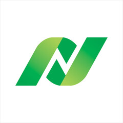 Wall Mural - green nature letter n logo design