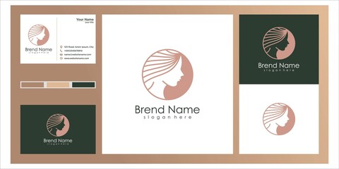 Poster - Logo for woman with beauty creative style and business card