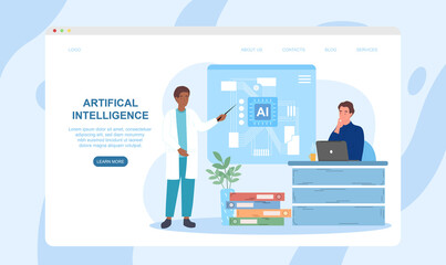Poster - Artificial Intelligence Vector Illustration Concept , Suitable for web landing page, ui, mobile app, editorial design, flyer, banner, and other related occasion