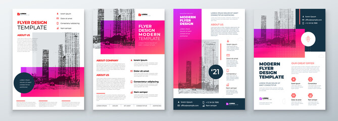flyer design set. modern flyer background design. template layout for flyer. concept with dynamic li