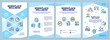 Workplace wellness brochure template. Health promotion activity. Flyer, booklet, leaflet print, cover design with linear icons. Vector layouts for magazines, annual reports, advertising posters