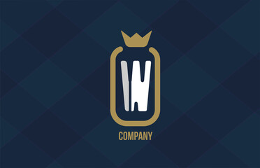 W king crown alphabet letter logo for corporate and company. Blue white design. Can be used as an icon for a luxury brand