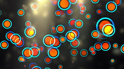 Poster - Colored spheres and stroke, computer generated. 3d rendering abstract backdrop from round particles