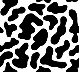 Leinwandbilder - Cow Skin Seamless Pattern. Dalmatian Doodle Speck Bg. Animal Fur Texture in Vector. Black and White Background for Print