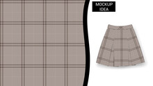 Brown Traditional Tartan Plaid Vector Seamless Pattern For Decoration, Fashion, Wallpapers, And Prints. Brown, Black With Skirt Mockup Premium Vector.