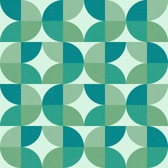 Wall Mural - Geometric retro mid century green leaf seamless pattern wallpaper background