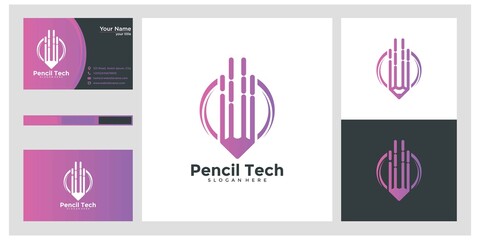 Poster - pencil tech logo design and business card