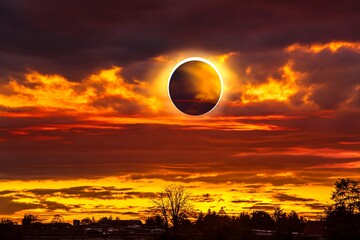 Wall Mural - total solar eclipse , amazing scientific background