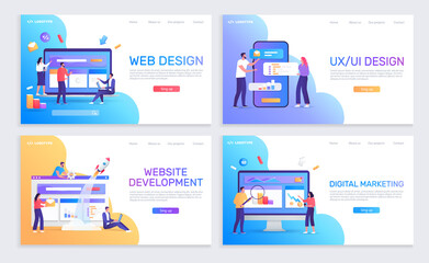 Different websites design templates set vector illustration