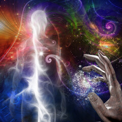 Wall Mural - Human spirit in vivid colorful universe