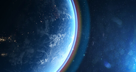 Wall Mural - Beautiful planet Earth from space. 4K rotating animation. Clip contains space, planet, galaxy, stars, cosmos, sea, earth, globe. 3D Render animation. Images from NASA
