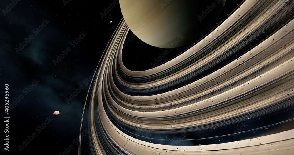 Saturn 3D and its rings, moons of Saturn, Solar System, Solar System ...