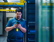 © Erik Isakson - Employee looking at smart phone in data center