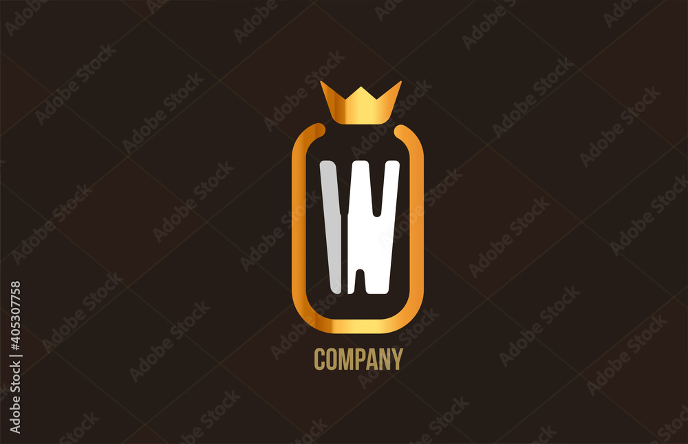 W golden king crown alphabet letter logo for company and corporate ...