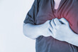 Midsection Of Person With Chest Pain White Background
