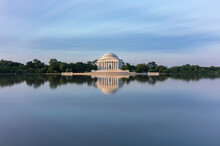 USA, Washington DC, Jefferson Memorial Reflecting In Tidal Basin At Dawn